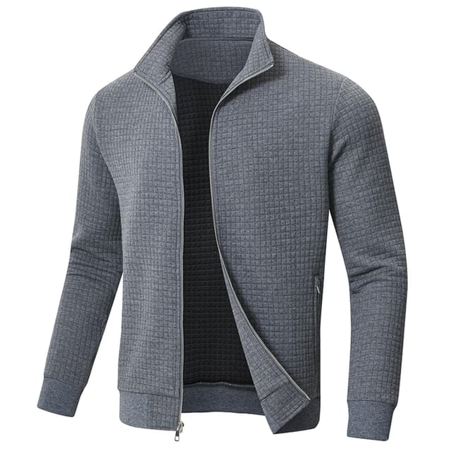 Huayuzh Jacke Herren übergangsjacke Winter Karierten Jacquard Alltag Freizeit Leicht Jacken mit Reißverschlusstasche