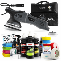Poliermaschinen Set: chemicalworkz DA9 Pro Exzenter Poliermaschine + Sonax Politur Set + Royal Pads Premium Polierpads + Dr. Wack Versiegelung für Lack + Zubehör | 20-teilig Sonax ALL-INCLUSIVE