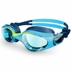 HIGAHY Schwimmbrille Kinder - Taucherbrille für Jungen und Mädchen mit UV-Schutz und Anti Beschlag Schutz, Wasserdichte und klare Jugend Schwimmbrillen, Profi Kinderschwimmbrillen für 6-14 Jahre Blaumarineblau - blauen Gläsern