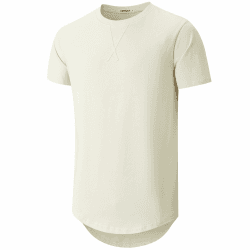 VEIISAR Herren Dickes Rundhalsmantel T-Shirt mit Herren 100 Baumwolle Heavy Duty Preshrunk Longline Shirt X363 Beige 3XL