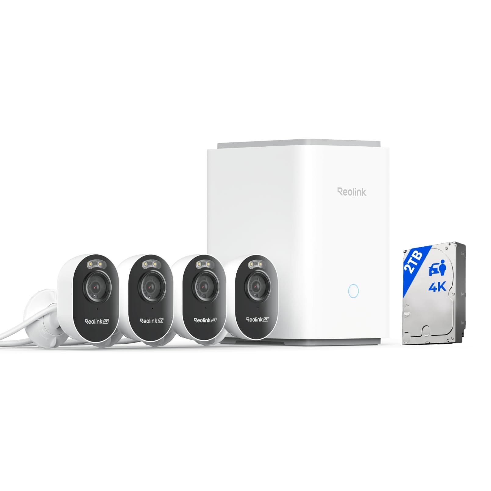 Reolink Home Hub Pro mit 4× Lumus Pro, 4K Wi-Fi 6 All-in-One Sicherheitssystem mit 2TB HDD, Max. 16TB Speicher, Spotlight Nachtsicht, Dual-Band Wi-Fi, Smart-Erkennung, Anti-Diebstahl Verschlüsselung