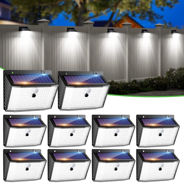 nipify 10 Stück Solarlampen Bewegungsmelder, 168 LED Superhelle Solarleuchte Solarstrahler Außen, 3 Modi IP65 Wasserdichte Solar Aussenleuchte Wandleuchte für Aussen Dachrinne Garage 10 Stück Kaltesweiß
