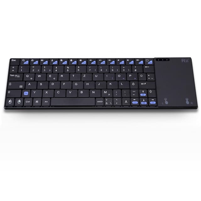 Rii Kabellose Tastatur mit Touchpad Büro, Tastatur Kabellos Office, 2,4GHz Wireless Keyboard Geschenke, Funktastatur mit Touchpad, PC Keyboard Kabellos für Laptops/Desktops/Smart-TVs, Wiederaufladbare