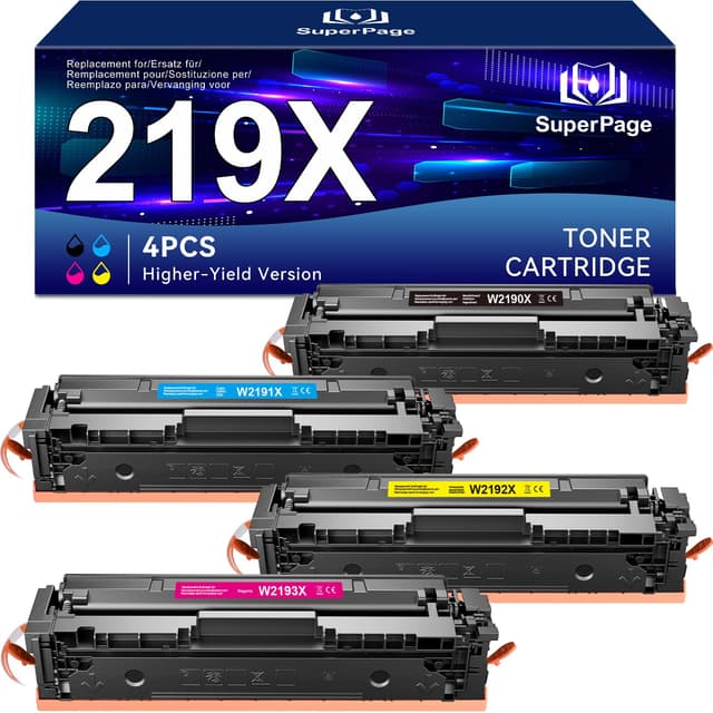219X Toner Kompatibel für HP Color Laserjet Pro MFP 3302FDWG 3302SDWG 3302FDN 3302FDW 3302SDW 3202DW 3302FDNG 3202DN für HP 219X 219 W2190X Schwarz Cyan Magenta Gelb (4 Pack) 219X Schwarz/Cyan/Gelb/Magenta