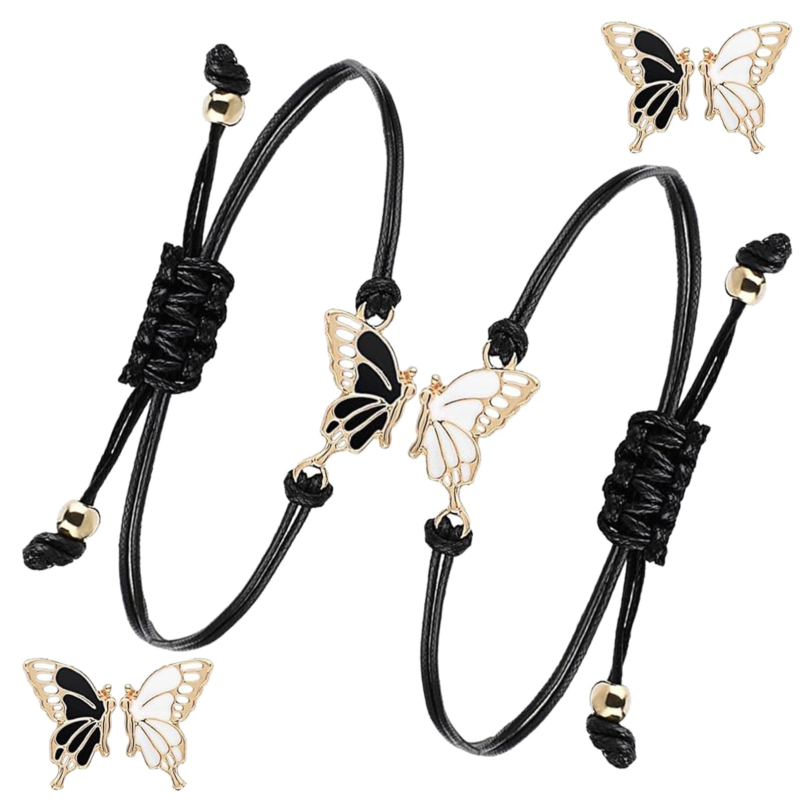 2-Stück Freundschaftsarmbänder,Freundschaftsarmband,Friendship Bracelet,Armband Freundschaft,Matching Bracelets,für Mädchen Kinder Bff Freundin Couple,Schmetterling,Armband Mädchen Schmuck,Geschenke