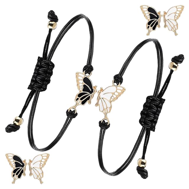 2-Stück Freundschaftsarmbänder,Freundschaftsarmband,Friendship Bracelet,Armband Freundschaft,Matching Bracelets,für Mädchen Kinder Bff Freundin Couple,Schmetterling,Armband Mädchen Schmuck,Geschenke