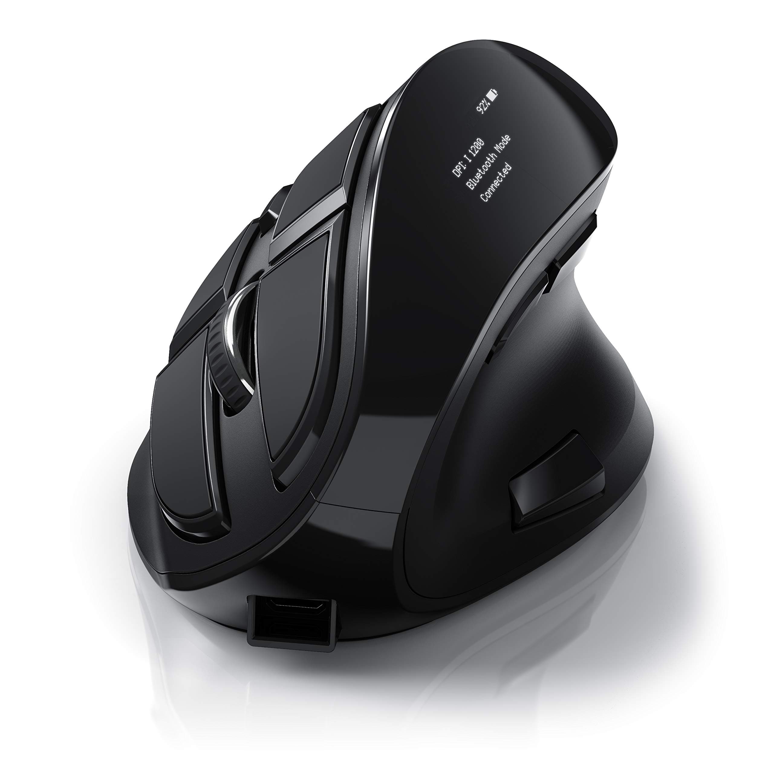 CSL - optische vertikale Maus kabellos - Wireless Mouse – Funkmaus mit OLED Display - 2,4 Ghz - gegen Mausarm - mit Kailh Switche - Vertikalmaus ergonomisches Design - programmierbare Tasten A: Kabellos