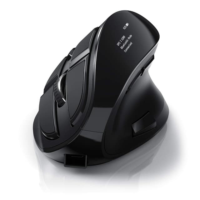 CSL - optische vertikale Maus kabellos - Wireless Mouse – Funkmaus mit OLED Display - 2,4 Ghz - gegen Mausarm - mit Kailh Switche - Vertikalmaus ergonomisches Design - programmierbare Tasten A: Kabellos