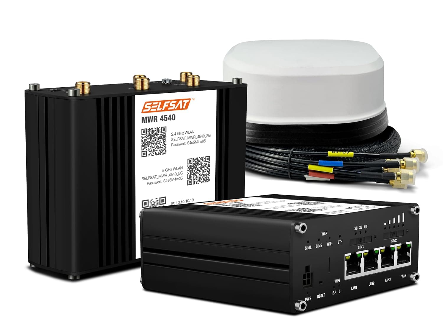 SELFSAT MWR 4540 4G Cat 6 WLAN Router bis 300 Mbps inkl. SATCO 5G Antenne weiß