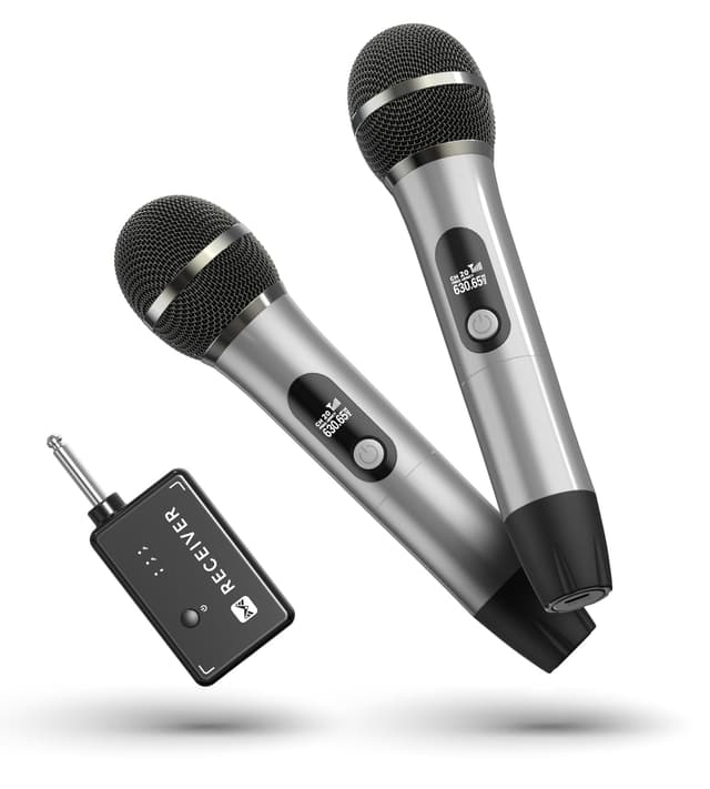 Mikrofon Kabellos, Mikrofon mit 1:1-Chip-Anschluss, 40 Stunden Laufzeit, 200 Fu ß Empfangsentfernung,halbmetallisches Röhren kabelloses Mikrofon Videoaufzeichnung,Singen,Rede,Home-Party (Grau)