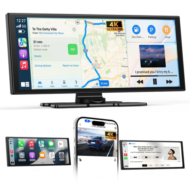 2025 Neuestes 11,5 Zoll Carplay Display & Carplay Android Auto Display: Buddy Display mit Navigation 4K Dashcam Rückfahrkamera Bluetooth Siri Sprachsteuerung IPS Touchscreen Mirror Link AUX FM 64G TF 11.5 Zoll