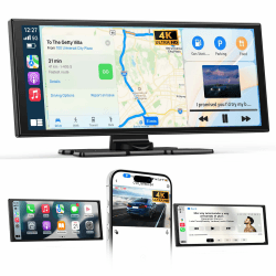 2025 Neuestes 11,5 Zoll Carplay Display & Carplay Android Auto Display: Buddy Display mit Navigation 4K Dashcam Rückfahrkamera Bluetooth Siri Sprachsteuerung IPS Touchscreen Mirror Link AUX FM 64G TF 11.5 Zoll