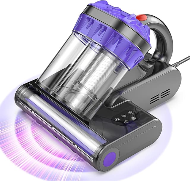 Yassol Milbensauger, Milbenstaubsauger mit UV-Licht & Heißluft für Matratzen, 16Kpa Saugkraft/99,9% Allergen-Entfernung/550W Doppeltasse Handstaubsauger für Matratzen, Sofa, Teppiche, Kinderbett Grau