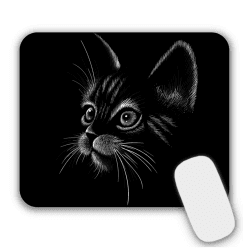 AOKSUNOVA Mauspad Klein Schwarz Mousepad mit Motiv 24 x 20 cm Katze Mauspad mit Design 24 x 20 cm MF-150