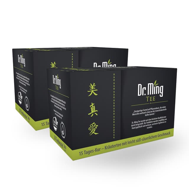 Dr. MING Tee 2er Set, Grüner Tee mit Zitronengras, Bitterorange und Kardamon, 30 Teebeutel Verpackung, 100% natürlich