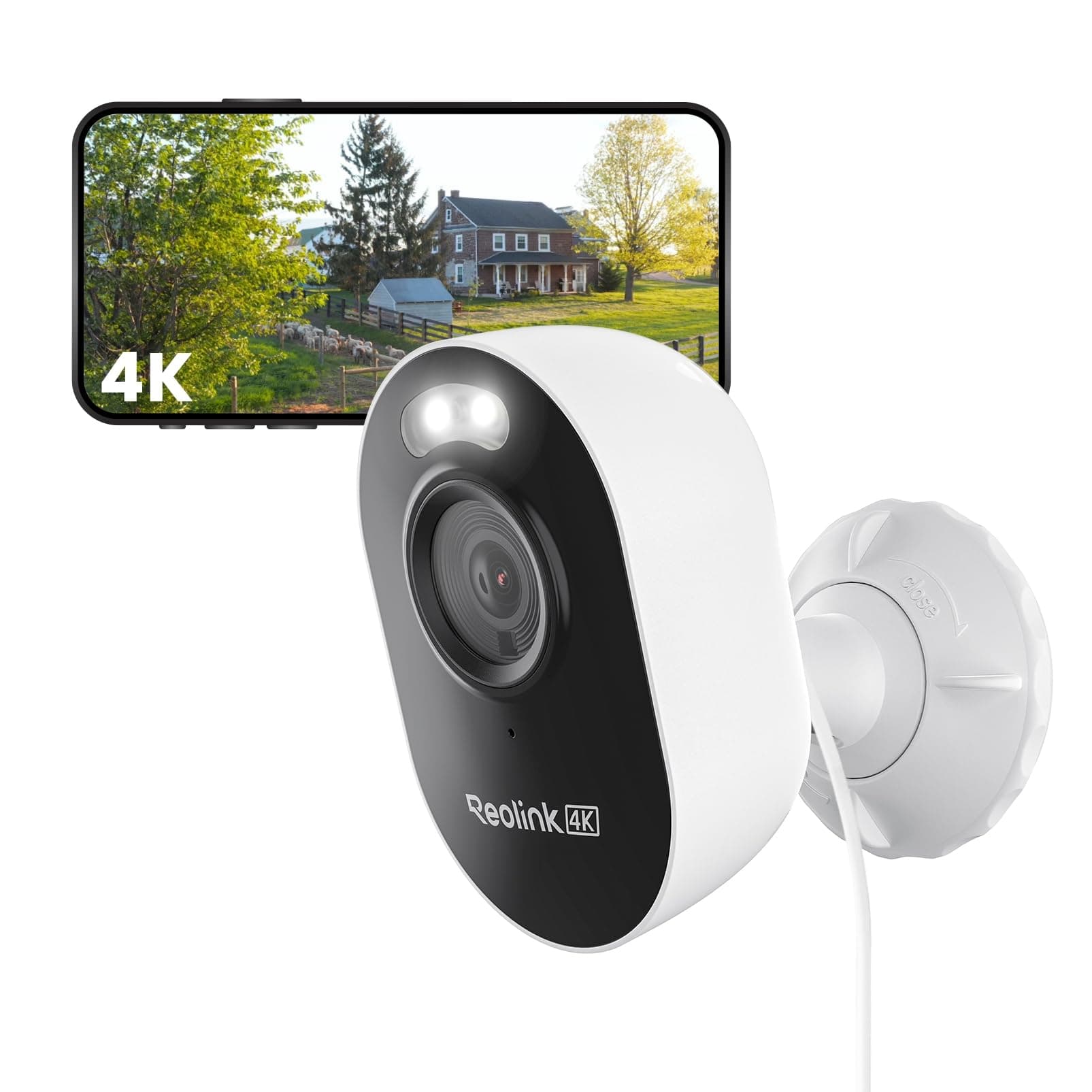 Reolink 4K Wi-Fi 6 Überwachungskamera Aussen mit 2,4/5GHz Dual-Band Wi-Fi, Farb-Nachtsicht, Plug-In WLAN Kamera Outdoor mit 24/7-Aufzeichnung, Intelligente Erkennung, Sirene, Wetterfest, Lumus Pro 1x Lumus Pro