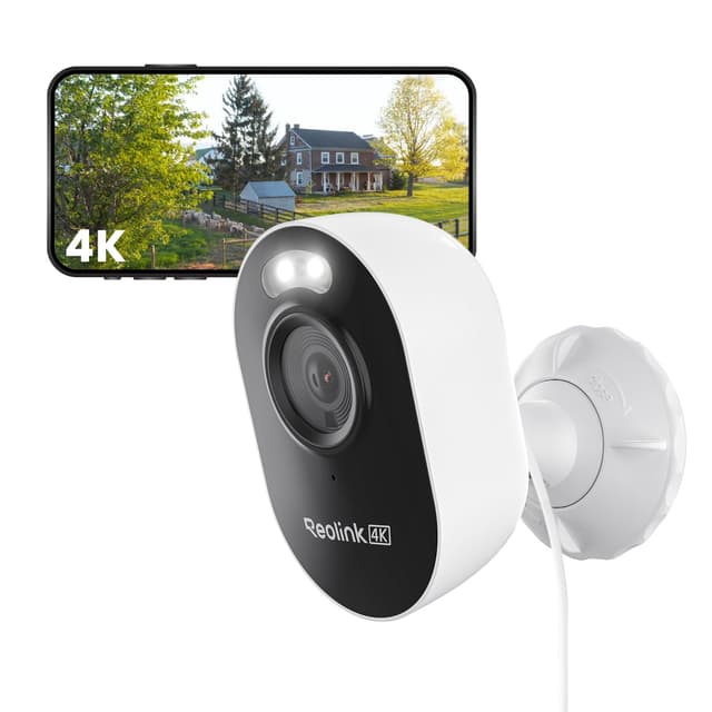 Reolink 4K Wi-Fi 6 Überwachungskamera Aussen mit 2,4/5GHz Dual-Band Wi-Fi, Farb-Nachtsicht, Plug-In WLAN Kamera Outdoor mit 24/7-Aufzeichnung, Intelligente Erkennung, Sirene, Wetterfest, Lumus Pro 1x Lumus Pro