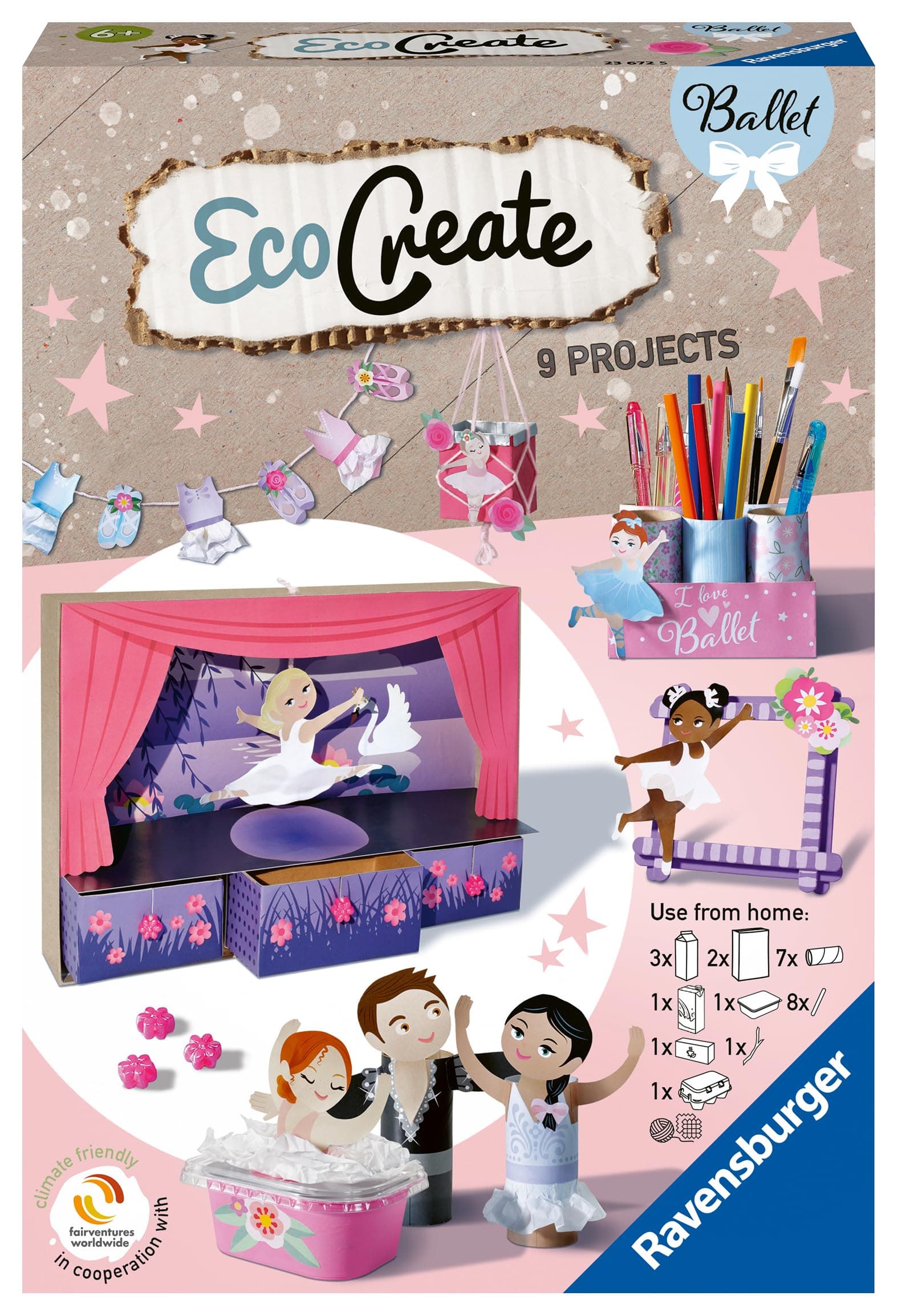 Ravensburger EcoCreate 23672 - Live Like a Ballerina - DIY Bastelset für Kinder ab 6 Jahren