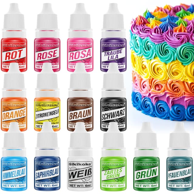 Lebensmittelfarbe Gel - 14 Farben Kuchen Lebensmittelfarben Hochkonzentriertes, Food Coloring, Lebensmittel Farbe für Backen, Macaron, Kuchen, Fondant, Zuckerguss, Donuts, Kekse - 6ml 14*6ml Lebensmittelfarbe Gel