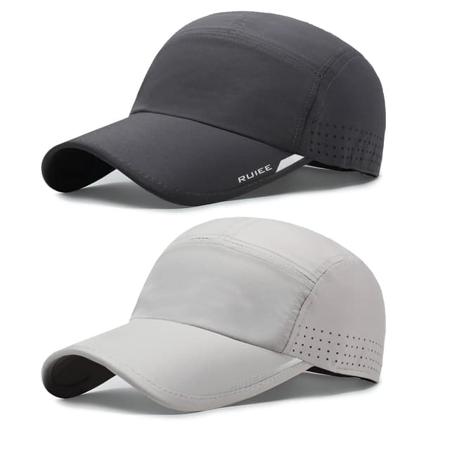 TAGVO Baseball Cap Herren Damen, 2 Stück Faltbar Performance Verstellbare Passform Basecap, Trocknend und Atmungsaktiv läuft Sport Cap Mit Schweißband Mesh, Sonnenhut für Draußen Golf Tenniskappe