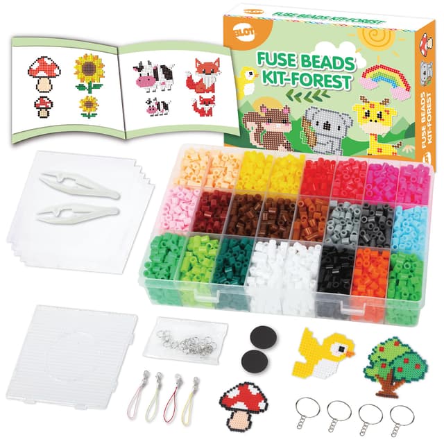 BLOT 4000 Bügelperlen Set 5mm Steckperlen für Kinder Mädchen Jungen DIY Steckperlen mit Platte Zubehör Muster, Thema Wald