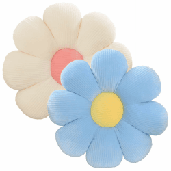 ACUSHLA 2 Stück Blumenbodenkissen Sitzkissen,40cm Blumenboden Kissen Tatami Blumenförmiges,Weiches Blütenblattkissen Niedliches Blumen-Plüsch-Kissen für Car Home Sofa Chair (blau+weiß)