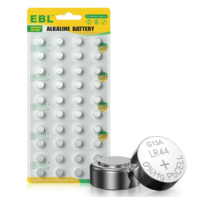 EBL LR44 Knopfzelle - 40 Stück Batterie LR44 AG13 A76 357 Alkaline Batterien, frei von Quecksilber, 1.5V Knopfzellen für Uhren, Taschenrechner, Fernbedienungen, Blutzuckermessgeräte & Spielzeug 40*LR44 Knopfzelle
