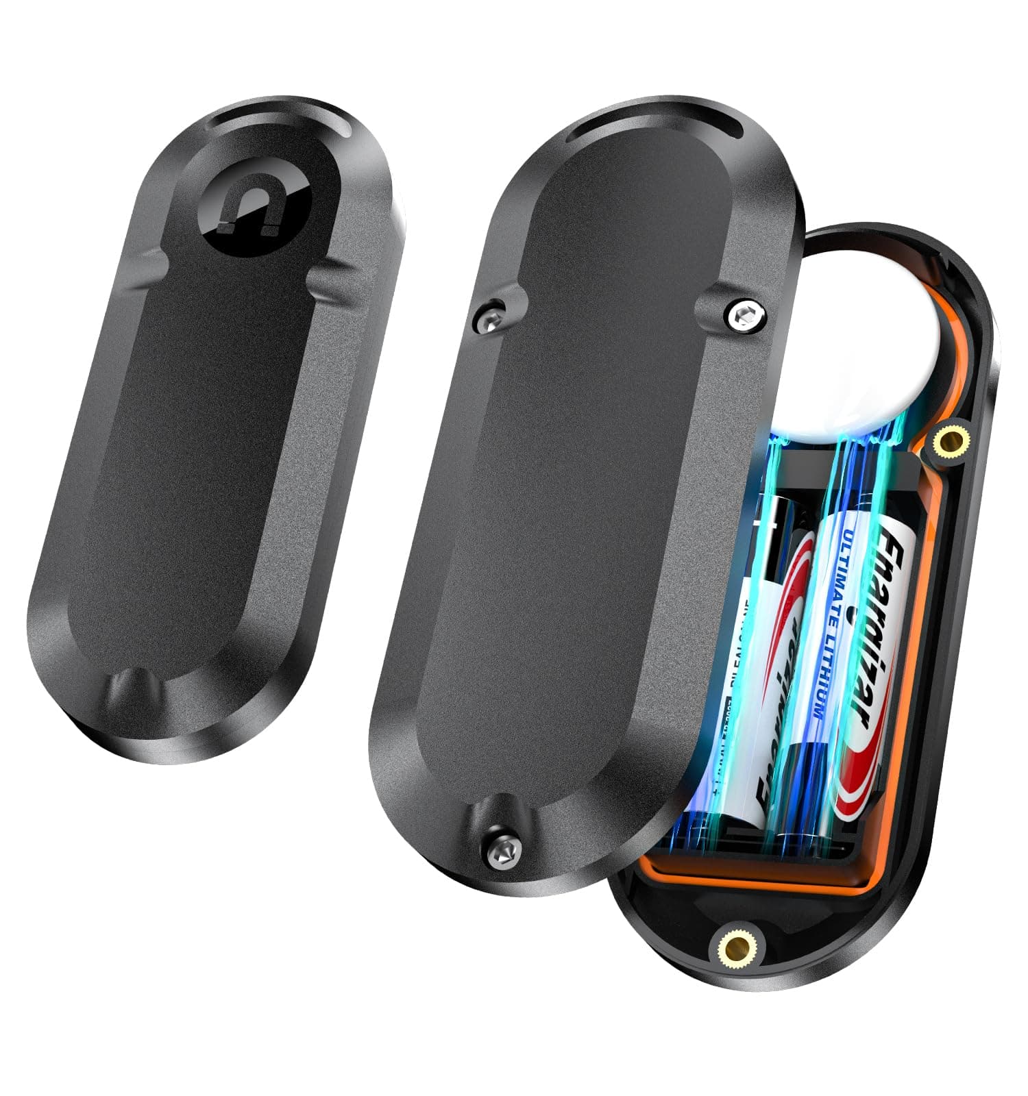 10-jährige Lebensdauer der Lebensdauer für Lufttag 2-Pack, langletzter Schutz der Batterie, wasserdichtem Halter für Luft-Tag verwendet AA-Batterien-14x mehr Kapazität als CR2032, 3 Mount-Lösungen 2Pack