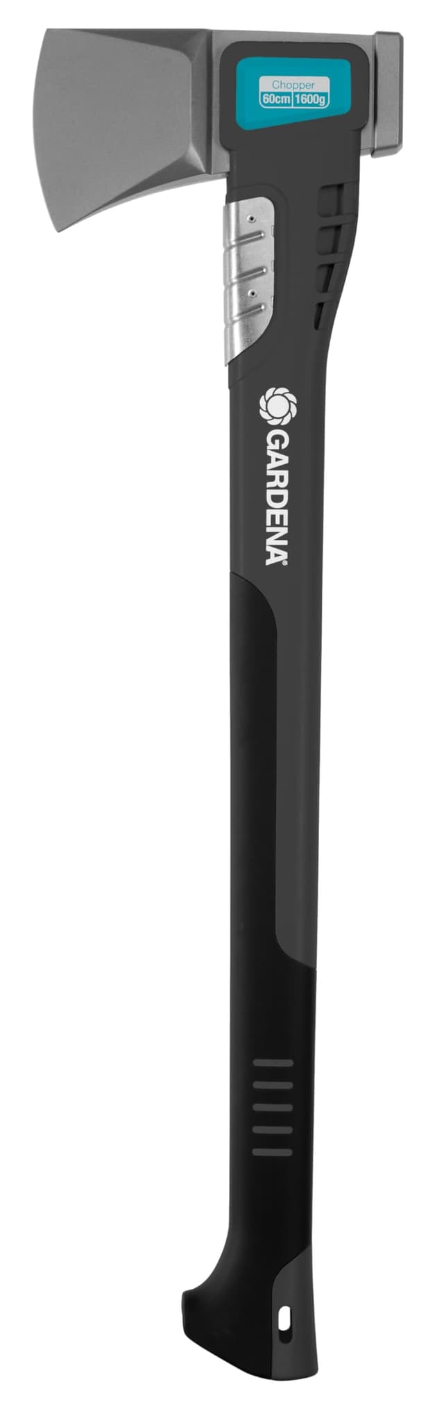 Gardena Spaltaxt 1600 S: Vielseitige Axt für Verschiedene Holzarbeiten, Antihaftbeschichtung, Edelstahl-Schlagschutz, Hammerfunktion, 60 cm (8718-48)