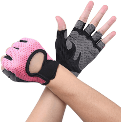 flintronic Fitness Handschuhe, Atmungsaktive Trainingshandschuhe mit Mikrofasergewebe, Rutschfester Silikon Gym Gloves Gewichtheben Handschuhe, Sporthandschuhe für Damen Herren #11 Rosa L