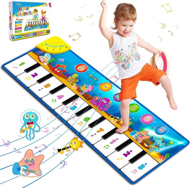 Weokeey Baby Spielzeug ab 1 Jahr Klaviermatte Lernspielzeug Tanzmatte Geschenk Musikmatte Montessori Kinderspielzeug ab 1 2 3 4 Jahr Jungen Mädchen