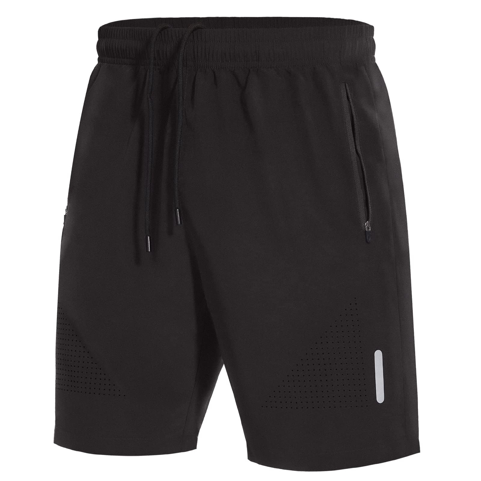 SIHOHAN Herren Sport Shorts Schnell Trocknend Sporthose Kurze Hose mit Reißverschlusstasch Geeignet für Verschiedene Freizeit und Sport Gelegenheiten L Schwarz