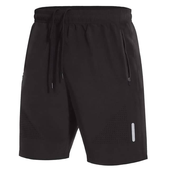 SIHOHAN Herren Sport Shorts Schnell Trocknend Sporthose Kurze Hose mit Reißverschlusstasch Geeignet für Verschiedene Freizeit und Sport Gelegenheiten L Schwarz