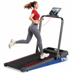 Laufband für Zuhause, VANNECT Walking Pad, 1-12 km/h Klappbares Laufband mit 9% Steigung, Ultra-Leise, LCD-Display, Dreifache Steuerung - Fernbedienung + App + Handlauf-Tasten, Belastbar bis 150 kg Schwarz+Blau