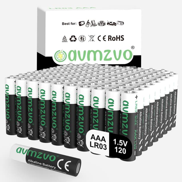 avmzvo AAA Batterien LR03 Batterie 120 Stück Alkaline 1,5 Volt, langlebige Power, Leistungsstark, Kann für Spielzeug, Wecker und andere elektronische Geräte verwendet Werden【10 Jahre Garantie】 AAA-LR03-120