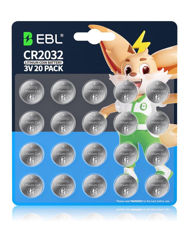 EBL CR2032 Knopfzelle - CR2032 Batterien 20 Stück 3V, Kindersichere Verpackung, Langanhaltende Leistung, Hochwertige Lithium Knopfzellen CR2032 für Auto-Schlüssel, Uhren, Waagen & AirTag usw. 20*CR2032 Knopfzelle