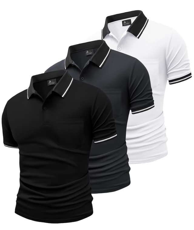 SwissWell 3er Pack Poloshirt Herren Kurzarm Golf Poloshirts Atmungsaktiv T-Shirt für Herren Polo Shirt
