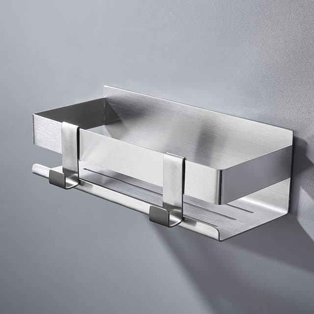 Lonvii Duschablage Ohne Bohren Edelstahl Gebürstet Duschkorb Badregal Organizer Selbstklebend Duschregal Silber