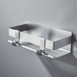 Lonvii Duschablage Ohne Bohren Edelstahl Gebürstet Duschkorb Badregal Organizer Selbstklebend Duschregal Silber