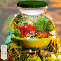 Winnrok Dinosaurier Terrarium Set, Dino Bastelset Nachtlicht, Dinosaurier Spielzeug, Oster Geschenk Junge 8 Jahre, Dinosaurier Geschenk für Kinder Jungen ab 4 5 6 7 8 9 10 11 12 A2- Dinosaurier Terrarium Set