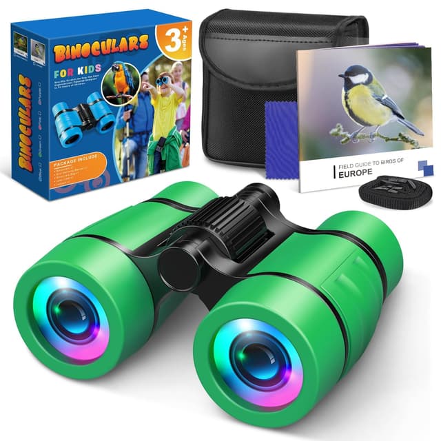 Fernglas für Kinder,Geschenke Jungen 4-12 Jahre Outdoor Kompakt Binokular Kinderspielzeug Fernrohr Kinder Geschenke Entdecker Set Vogelbeobachtung Wandern Reisen im Freien Grün-1