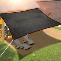 Schattierungsnetz,Schattiernetz mit ösen, 70%-90% Shading Rate UV-Beständiges für Pflanzenschutz Gewächshaus Scheune oder Zwinger，2x2m Schwarz