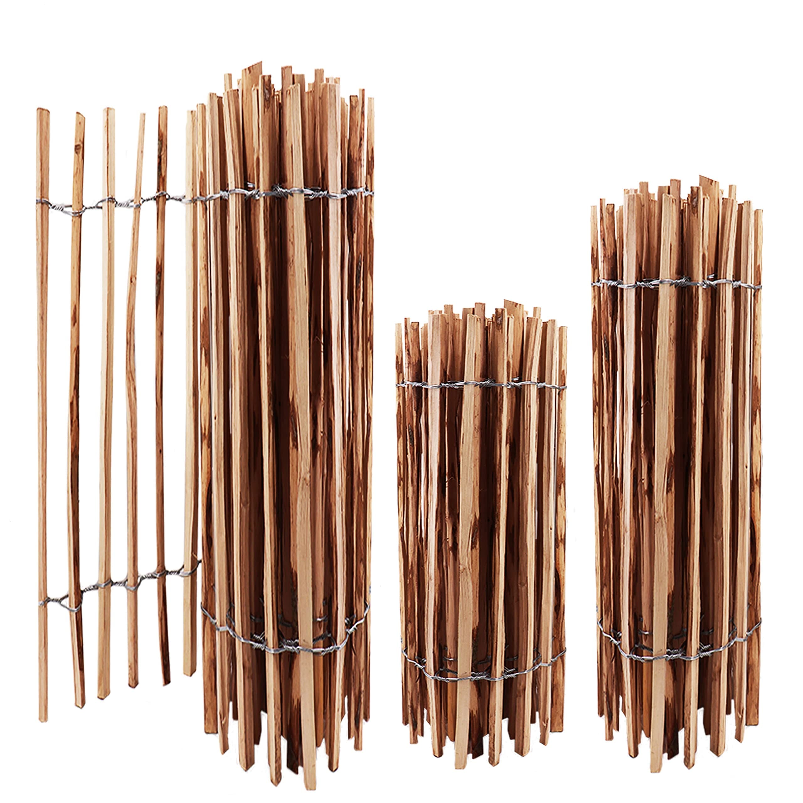 Aquagart Staketenzaun Höhen 50cm - 120cm hoch Lattenabstand 3-5cm Gartenzaun Kastanienzaun aus Haselnuss Langlebiger Holzzaun Zaun Rollzaun inkl. Krampen (Haselnuss 120cm, 5m) Haselnuss 120cm 5m