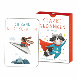 Naturforscher 40 Affirmationskarten Kinder - Rüsselfuchs Starke Gedanken - Mutmachkarten für Kinder - Selbstbewusstsein stärken - Ermutigungskarten Kinder - Affirmationen - DIN A7
