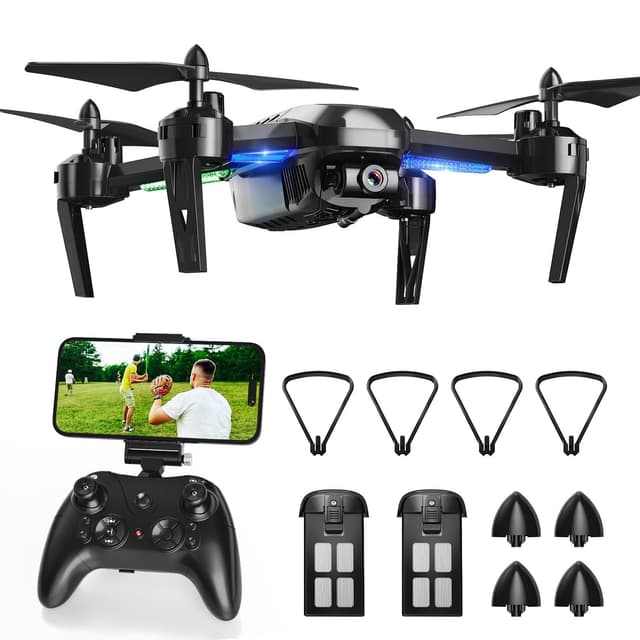 Wipkviey Drohne mit Kamera 1080P HD, T6 FPV RC Quadcopter mit 2.4G WiFi Transport Live Video, Flughöhe halten, Headless-Modus, 2 Batterien, 28-32 Min. Flugzeit, für Erwachsene Anfänger Schwarz