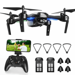 Wipkviey Drohne mit Kamera 1080P HD, T6 FPV RC Quadcopter mit 2.4G WiFi Transport Live Video, Flughöhe halten, Headless-Modus, 2 Batterien, 28-32 Min. Flugzeit, für Erwachsene Anfänger Schwarz