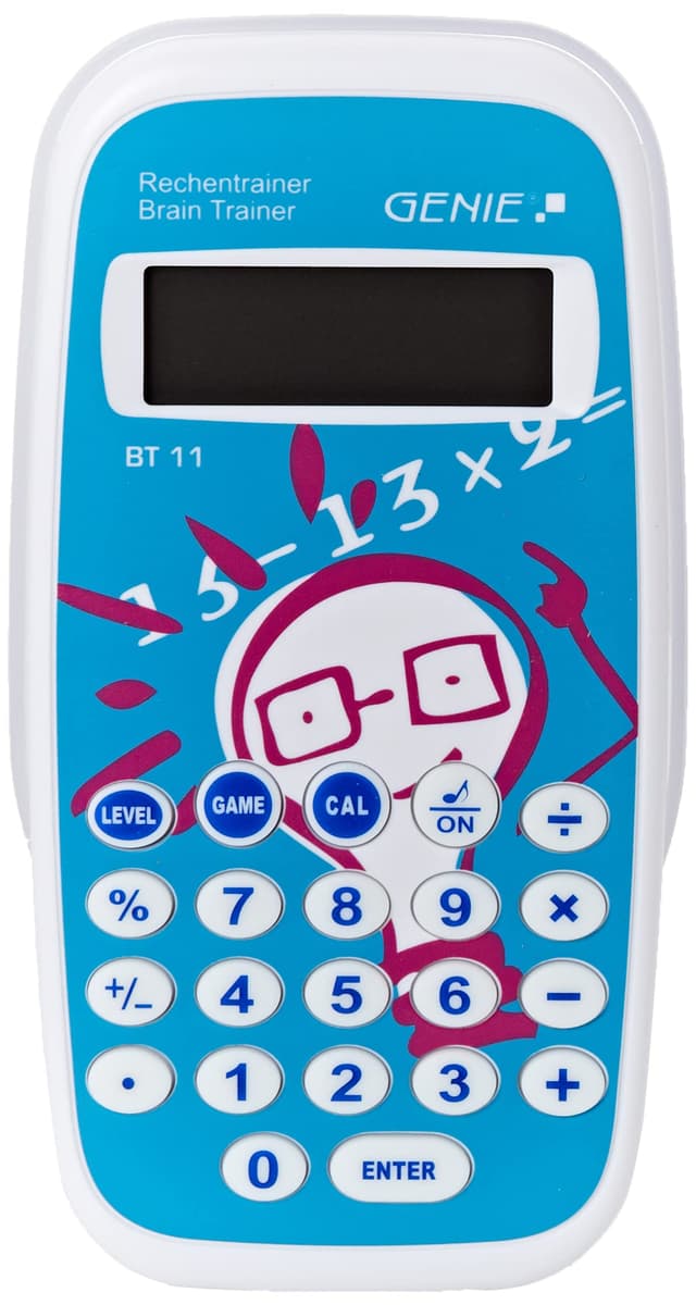 Genie BT11 Rechentrainer (Lernspiel; Mathe Lernen durch ca. 300.000 Aufgaben; Inkl. Taschenrechner-Funktion; Schutzdeckel) Single