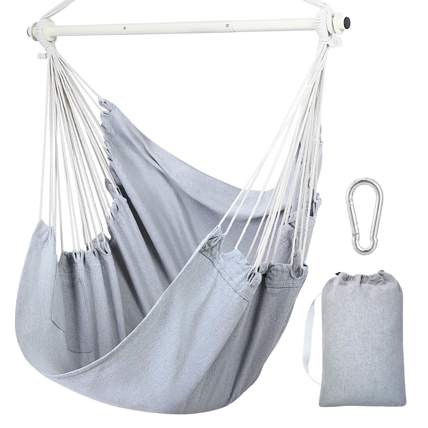 Ohuhu Hängesessel Outdoor XL, Hängesessels ohne Gestell bis 150 kg - Outdoor Sessel für Erwachsene & Mädchen, Indoor & Outdoor für Garten, Balkon, Schlafzimmer - Hellgrau