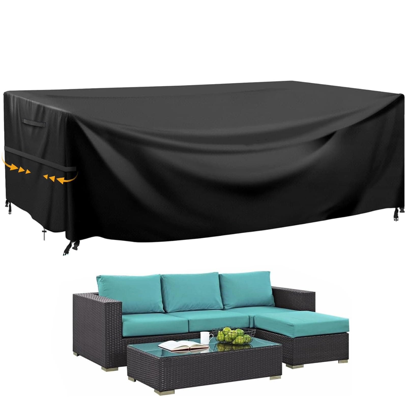 GARPROVM Abdeckung für Gartenmöbel Wasserdicht, 200x165x80cm Gartenmöbel Abdeckplane Staubdicht Oxford Gewebe, Outdoor Sofa Tisch Möbelsets Abdeckhaube Schutzhülle für Balkonmöbel Oxford Gewebe 200X165X80cm
