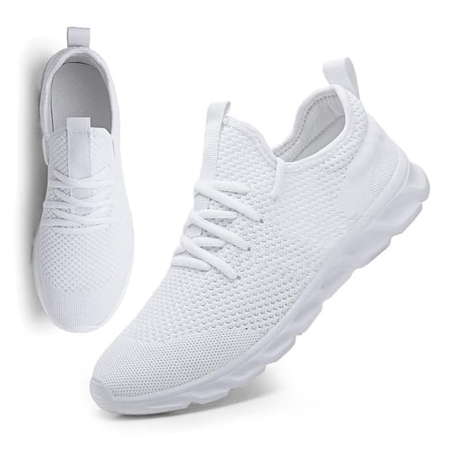 MGNLRTI Herren Sneaker Walkingschuhe Atmungsaktiv Straßenlaufschuhe Leicht Freizeit Sportschuhe für Hallen Outdoor Jogging Workout Fitness Tennisschuhe Mode 42 EU A Weiß